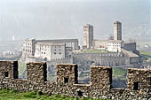 View to the Castelgrande from Montebello Castle, Bellinzona, Switzerland